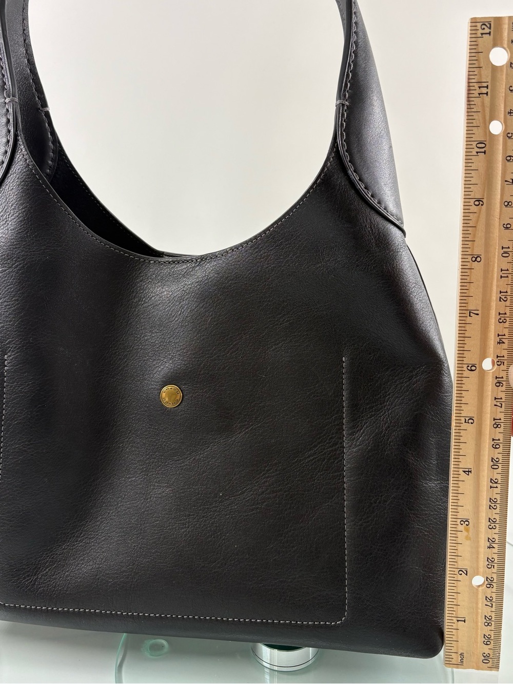 Coach Brooklyn Shoulder Bag 28 Black Pebbled Leather Hobo Handbag - Picture 13 of 14